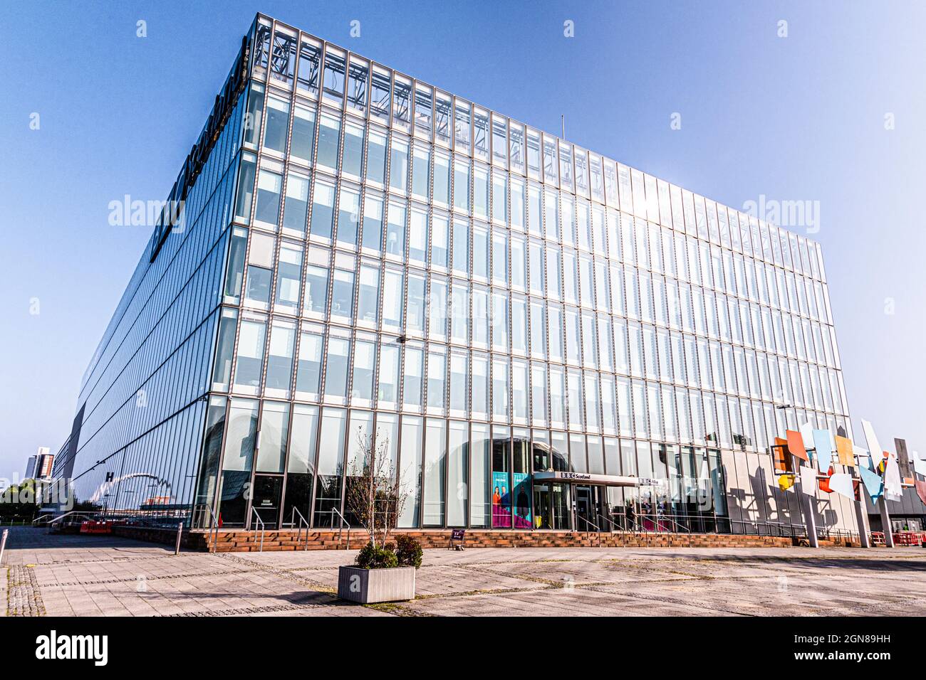 Le bâtiment BBC Scotland situé à côté de Bells Bridge, sur la rivière Clyde, à Glasgow, en Écosse, au Royaume-Uni Banque D'Images