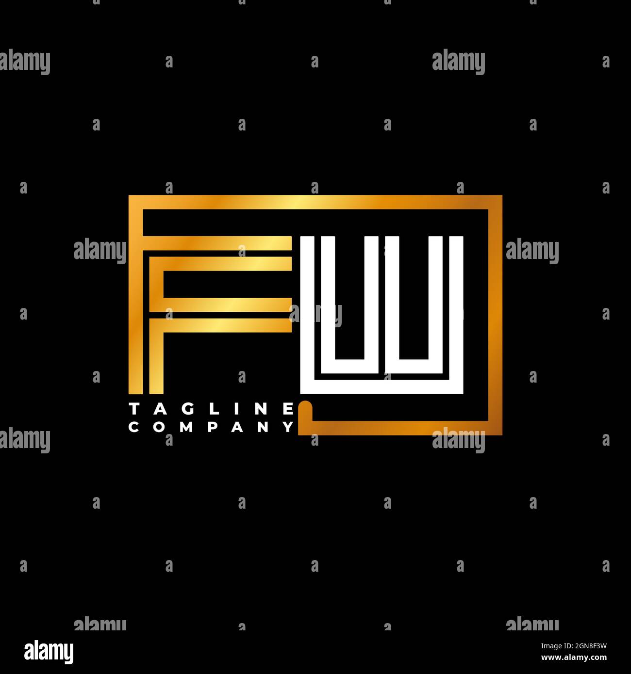 FW logo lettre monogramme forme ligne Golden Vector modèle. Société de monogramme d'affaires Illustration de Vecteur