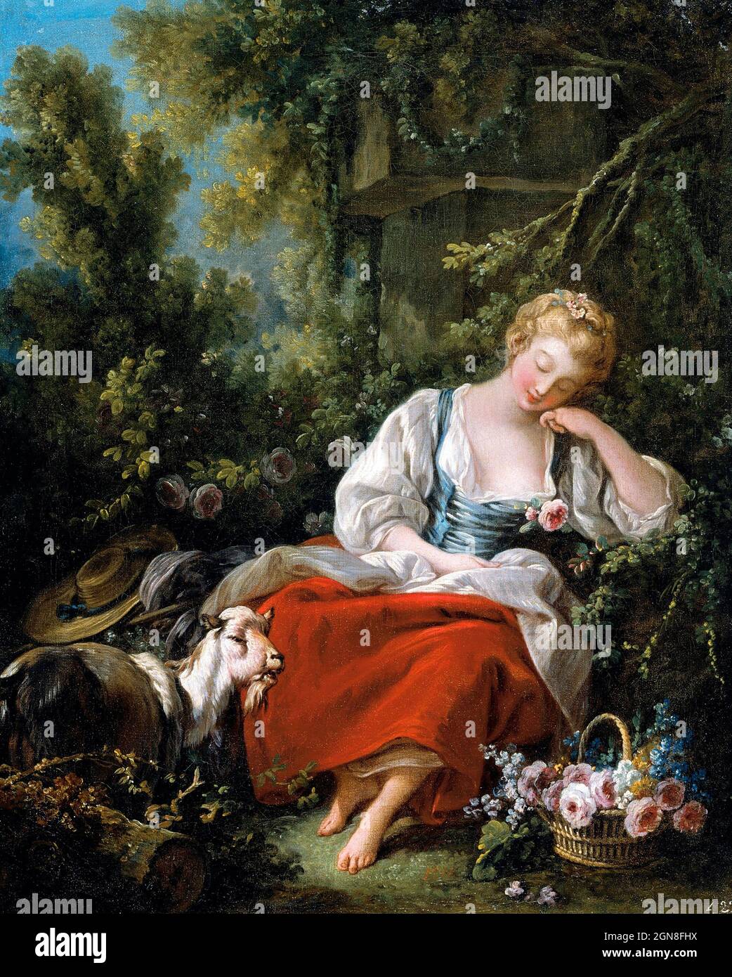 Rêveurs de bergers par François Boucher (1703-1770), huile sur toile Banque D'Images