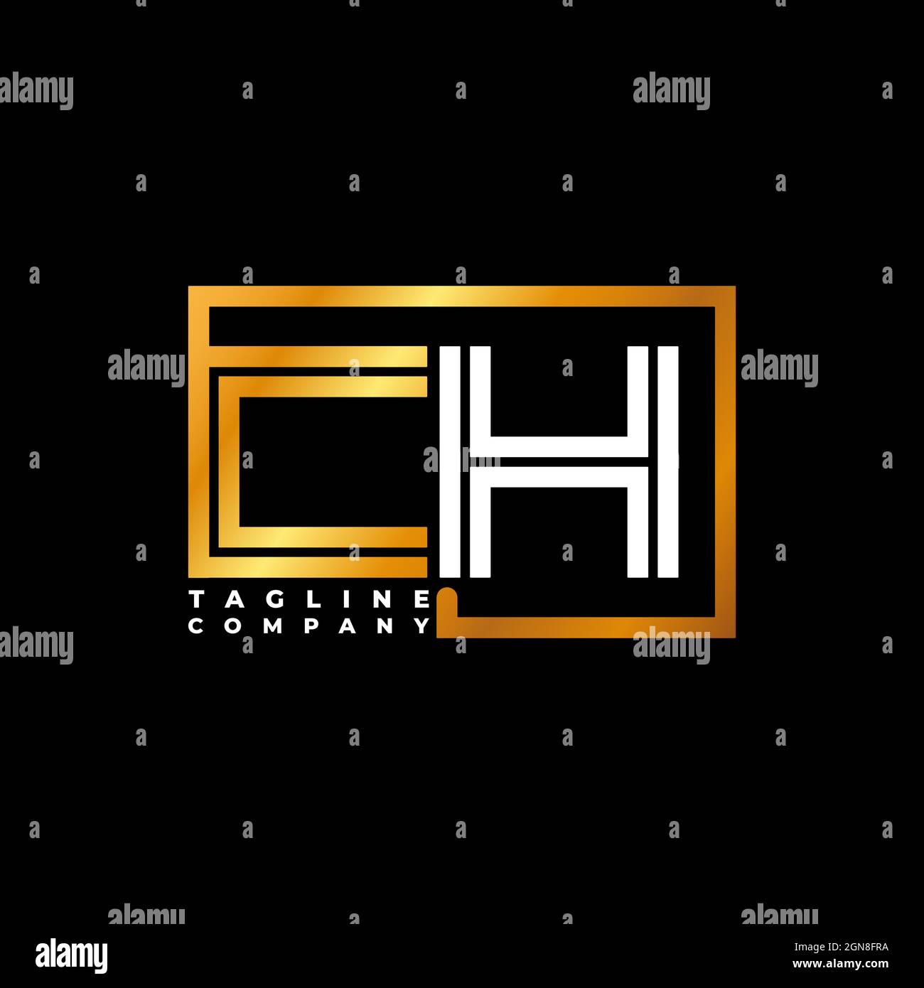 Logo CH lettre monogramme ligne de forme doré modèle vectoriel. Société de monogramme d'affaires Illustration de Vecteur