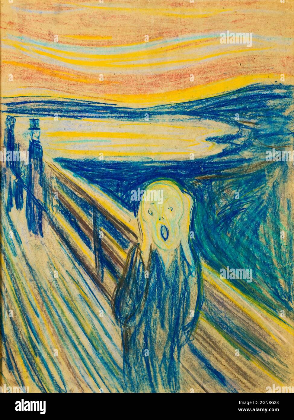 En tant que première version de 'The Scream', ce pastel semble être l'esquisse dans laquelle Munch a cartographié les éléments essentiels de la composition. Banque D'Images