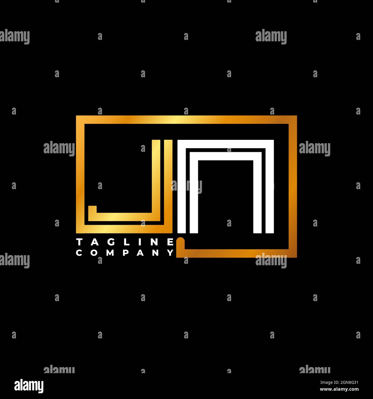 JN logo lettre monogramme ligne de forme doré modèle vectoriel. Société de monogramme d'affaires Illustration de Vecteur