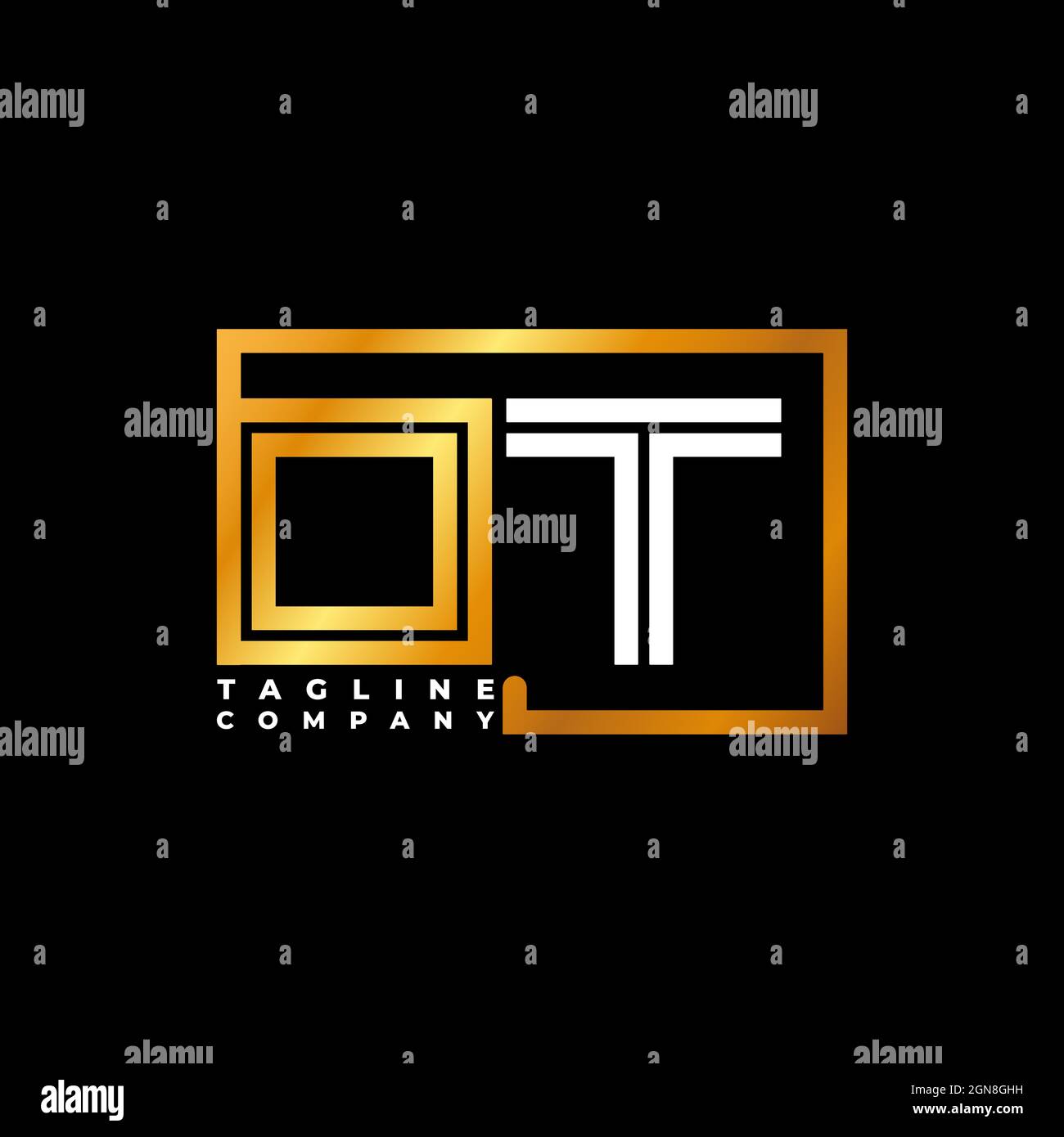Logo OT lettre monogramme ligne de forme doré modèle vectoriel. Société de monogramme d'affaires Illustration de Vecteur