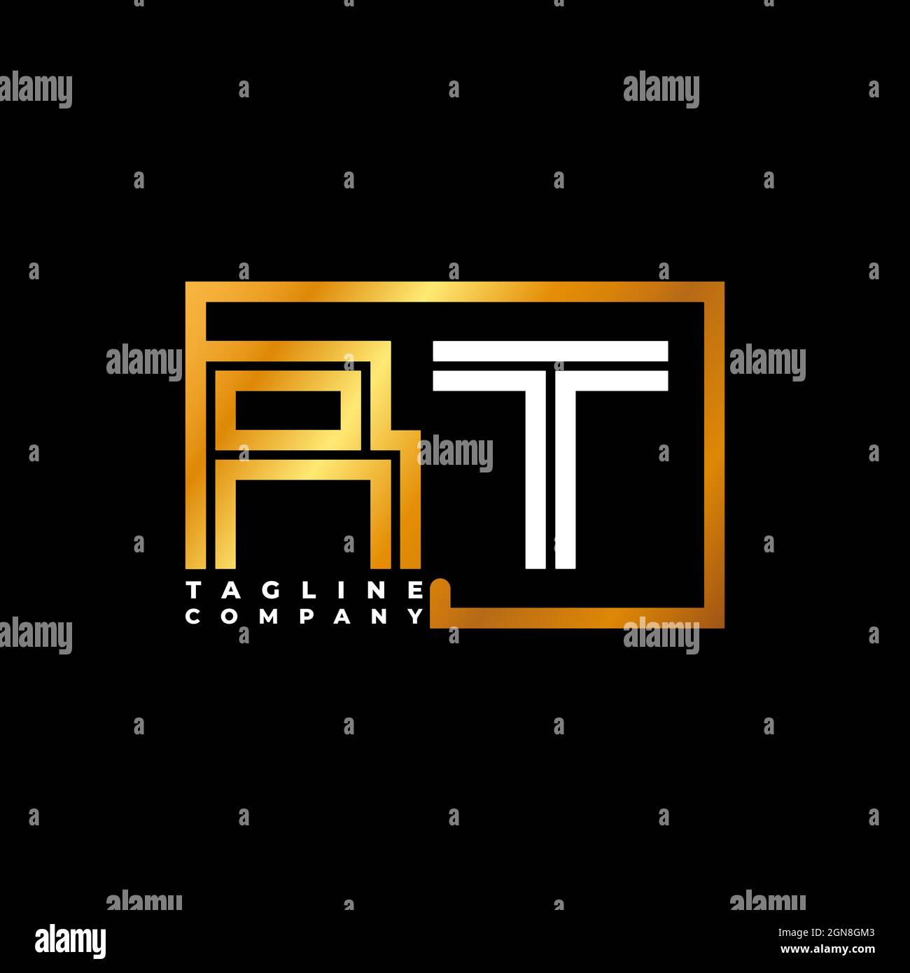 Logo RT lettre monogramme ligne de forme modèle vectoriel doré. Société de monogramme d'affaires Illustration de Vecteur