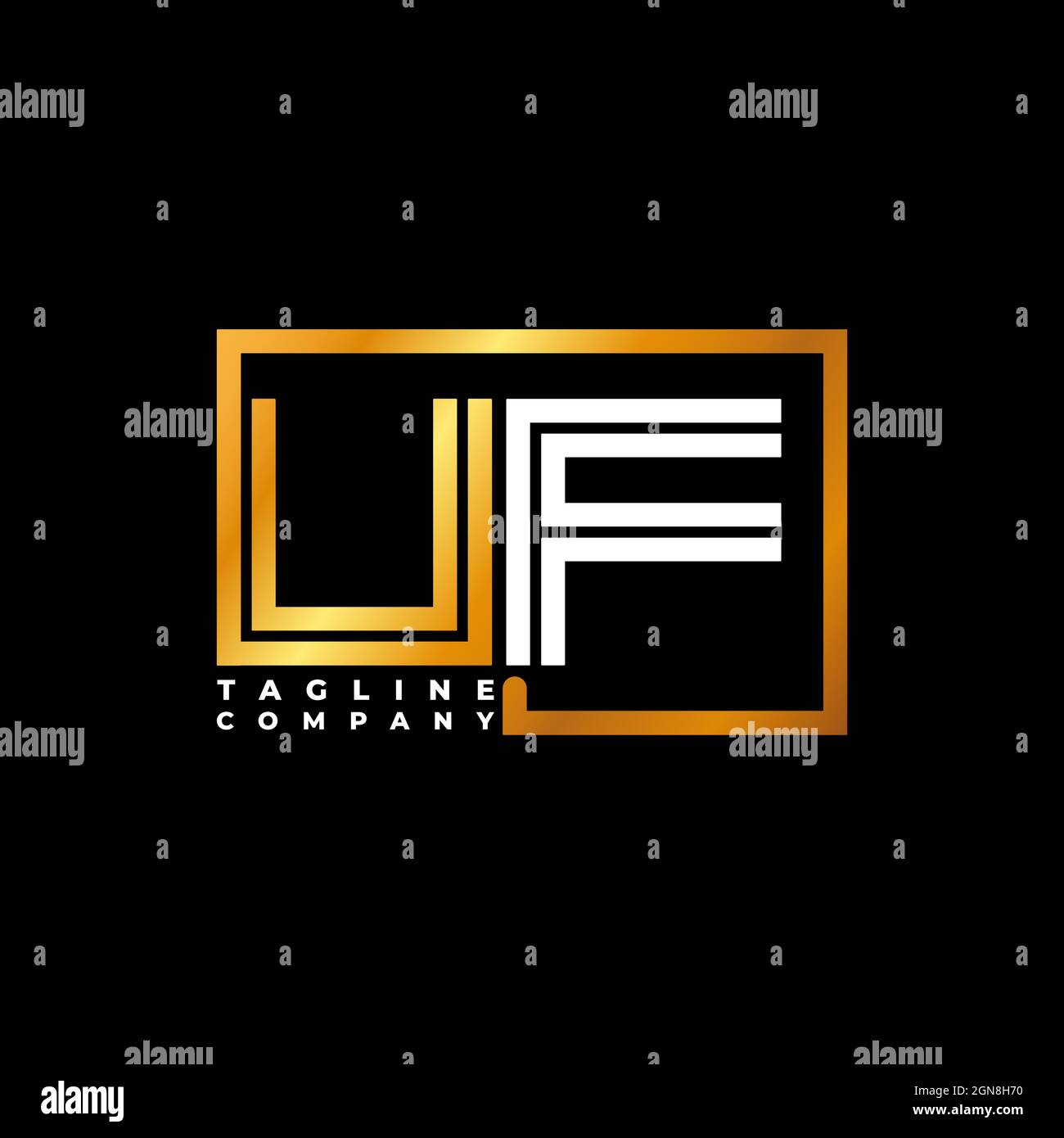 Logo UF lettre monogramme ligne de forme doré modèle vectoriel. Société de monogramme d'affaires Illustration de Vecteur