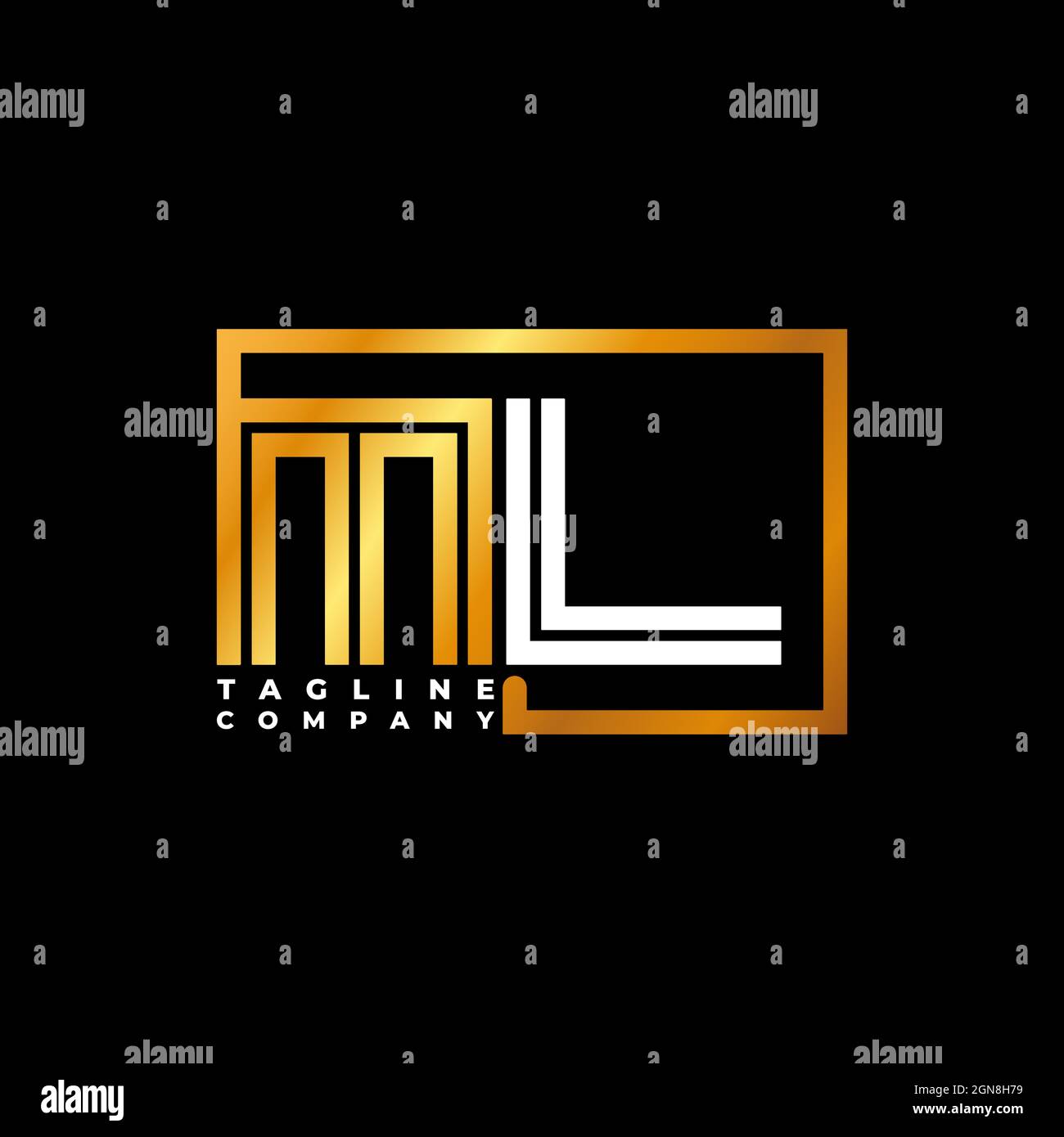 ML logo lettre monogramme ligne de forme Golden Vector modèle. Société de monogramme d'affaires Illustration de Vecteur