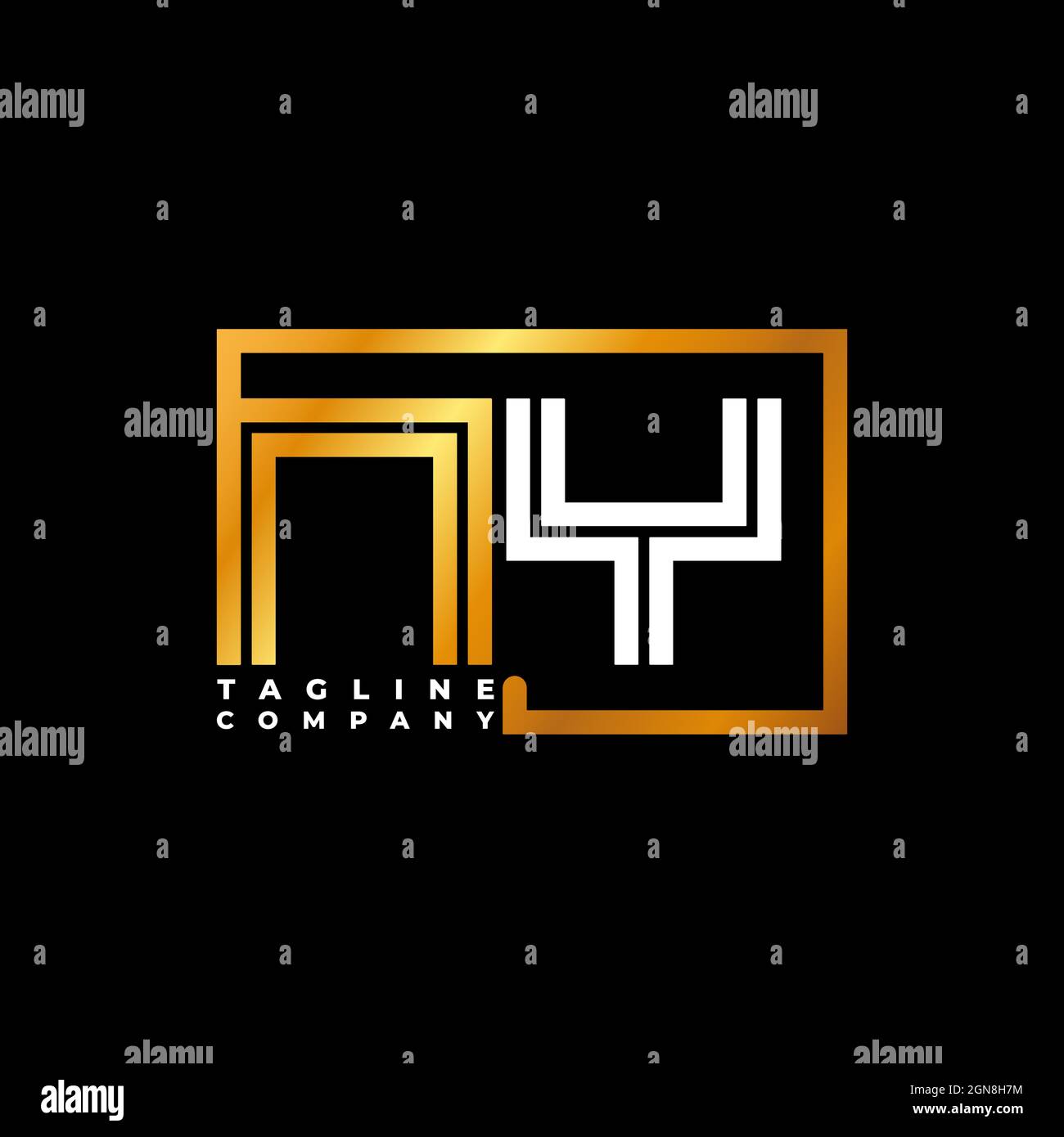 Logo NY lettre monogramme ligne de forme doré modèle vectoriel. Société de monogramme d'affaires Illustration de Vecteur