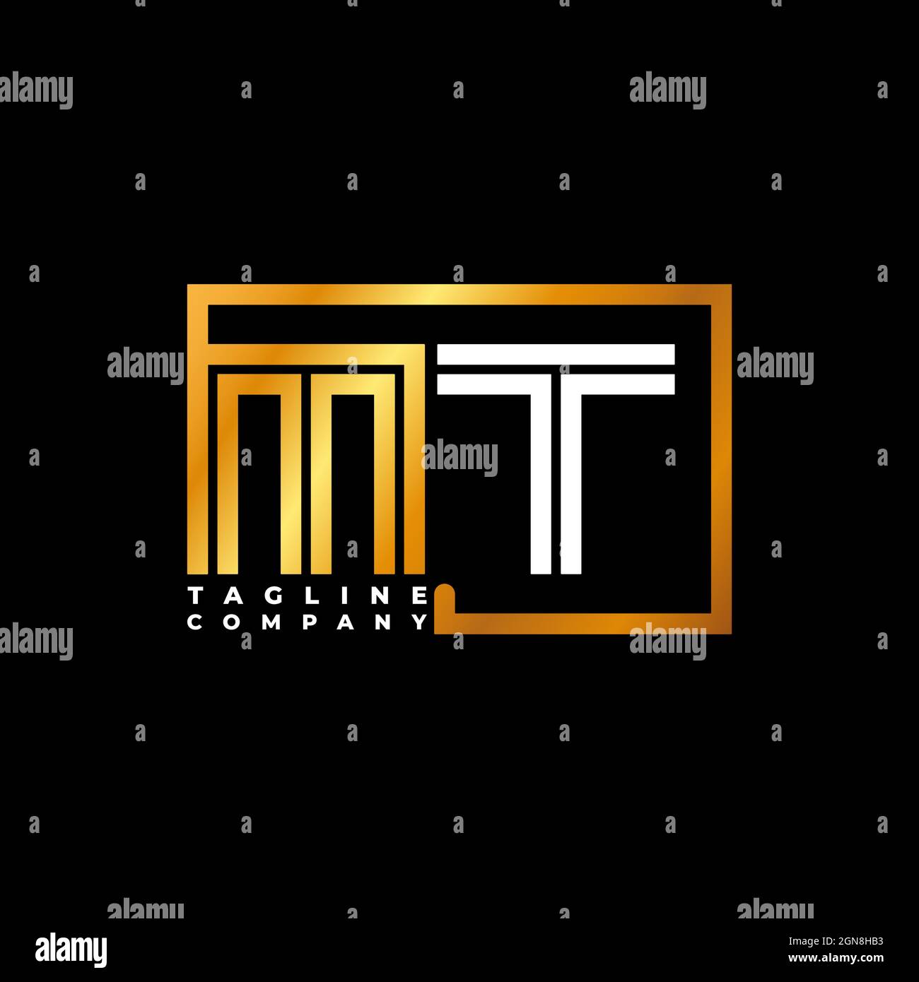 Mt logo lettre monogramme ligne de forme modèle vectoriel doré. Société de monogramme d'affaires Illustration de Vecteur