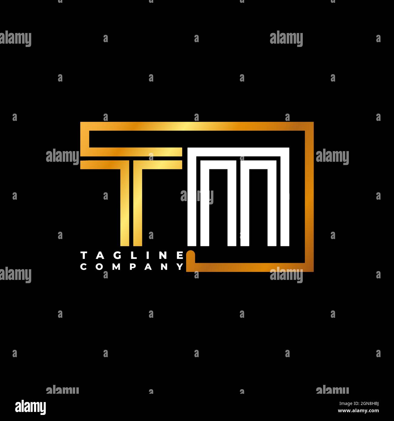TM logo lettre monogramme ligne or modèle vectoriel. Société de monogramme d'affaires Illustration de Vecteur