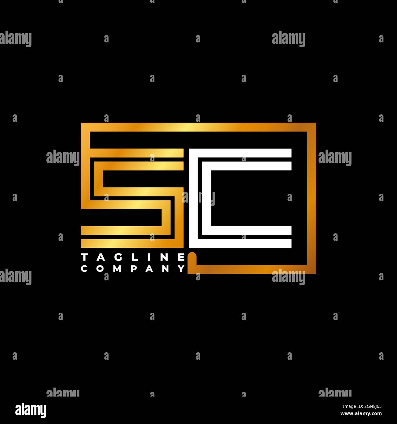 Logo SC lettre monogramme ligne de forme doré modèle vectoriel. Société de monogramme d'affaires Illustration de Vecteur