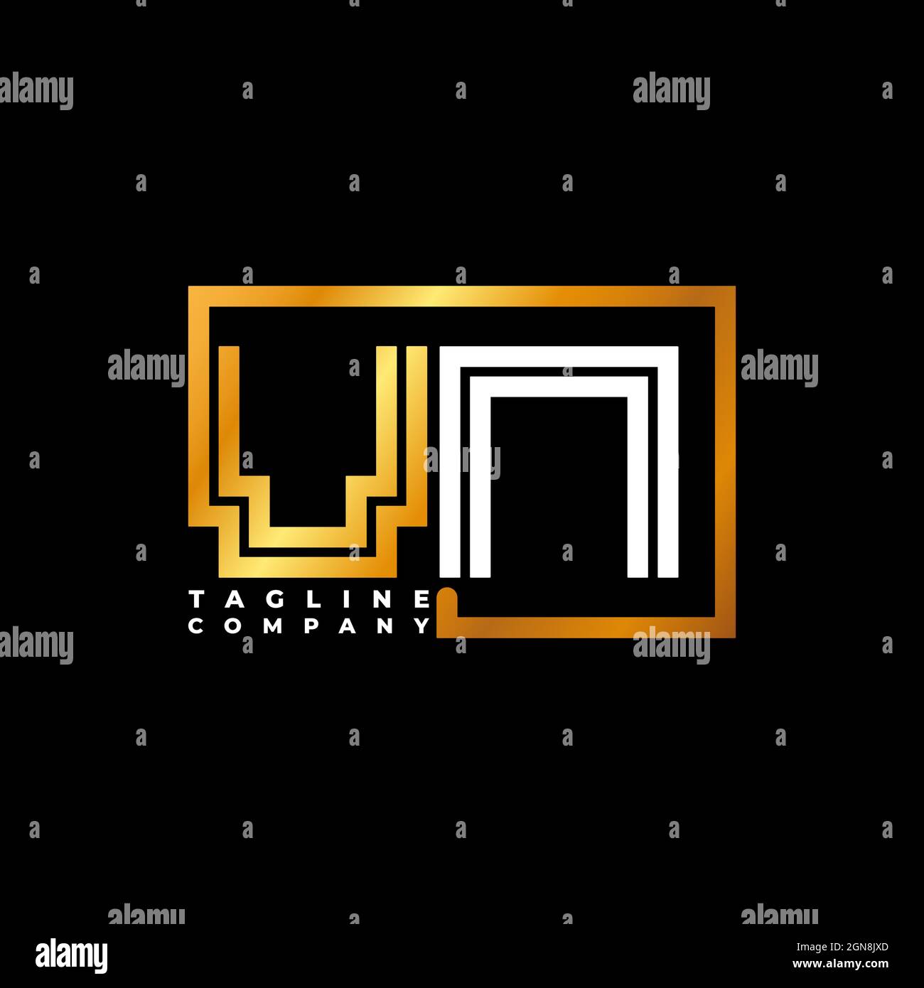 VN logo lettre monogramme ligne de forme doré modèle vectoriel. Société de monogramme d'affaires Illustration de Vecteur
