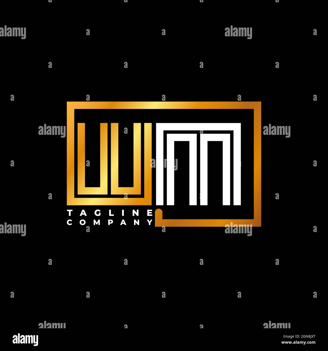 Logo WM lettre monogramme forme ligne Golden Vector modèle. Société de monogramme d'affaires Illustration de Vecteur