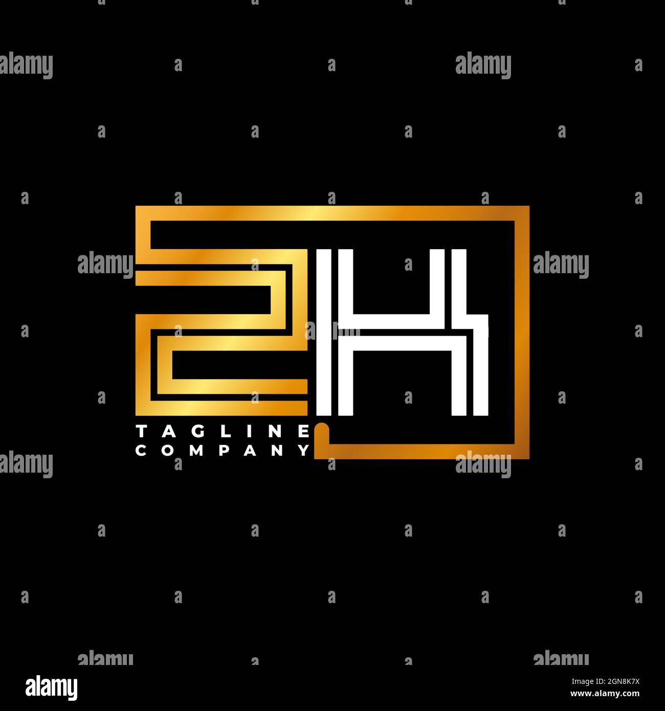 ZK logo lettre monogramme ligne de forme Golden Vector modèle. Société de monogramme d'affaires Illustration de Vecteur
