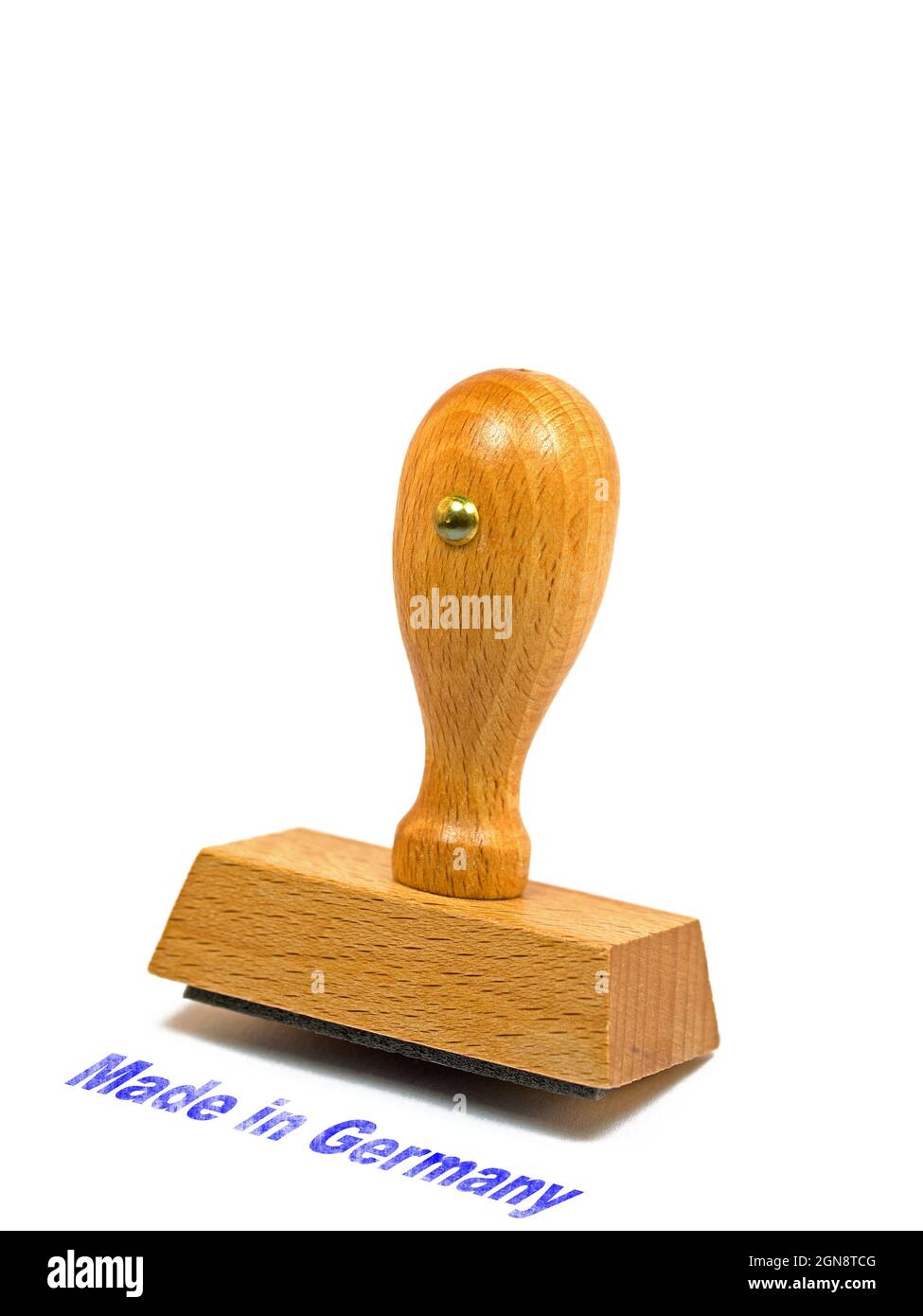 Timbre en bois avec inscription « Made in Germany » Banque D'Images