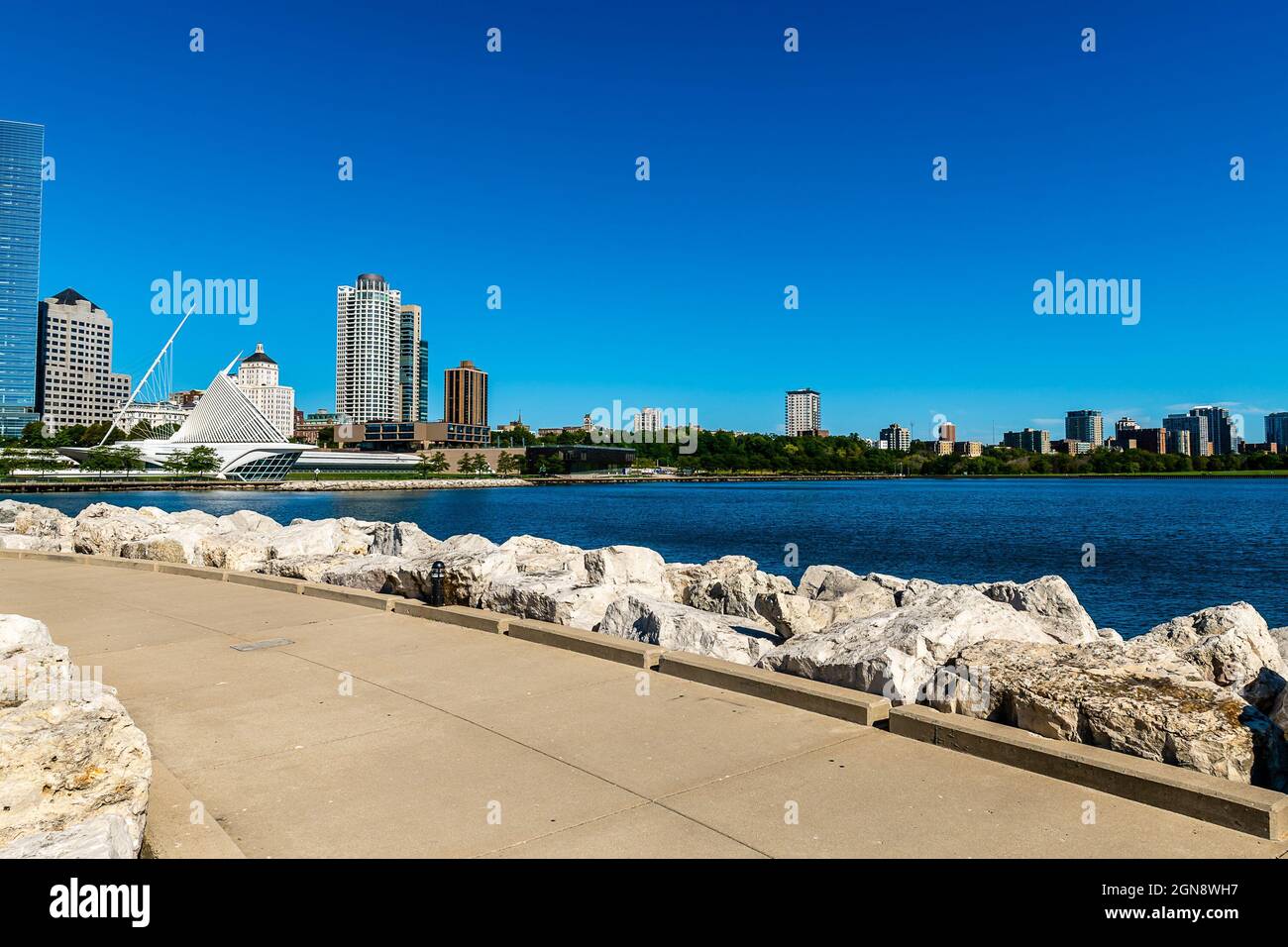 Le musée d'art de Milwaukee et le lac Michigan Banque D'Images