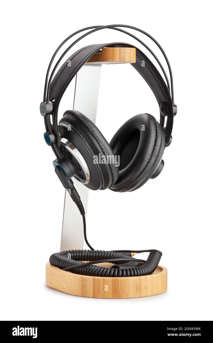chemin du support de casque isolé sur blanc Banque D'Images