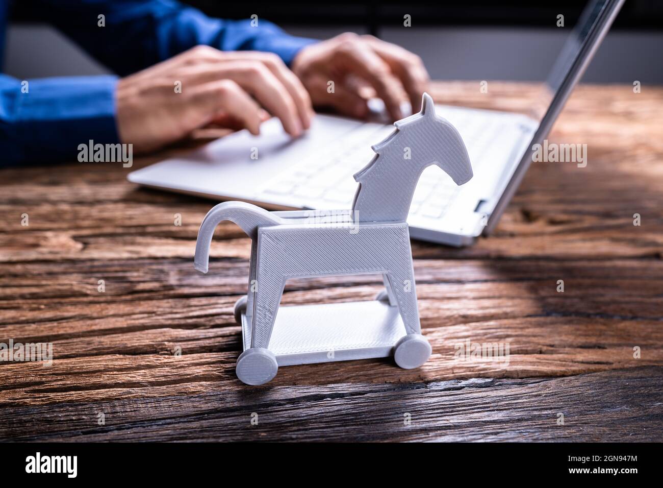 Attaque de crime de virus d'ordinateur de cheval de Troie. Cyber-technologie Banque D'Images