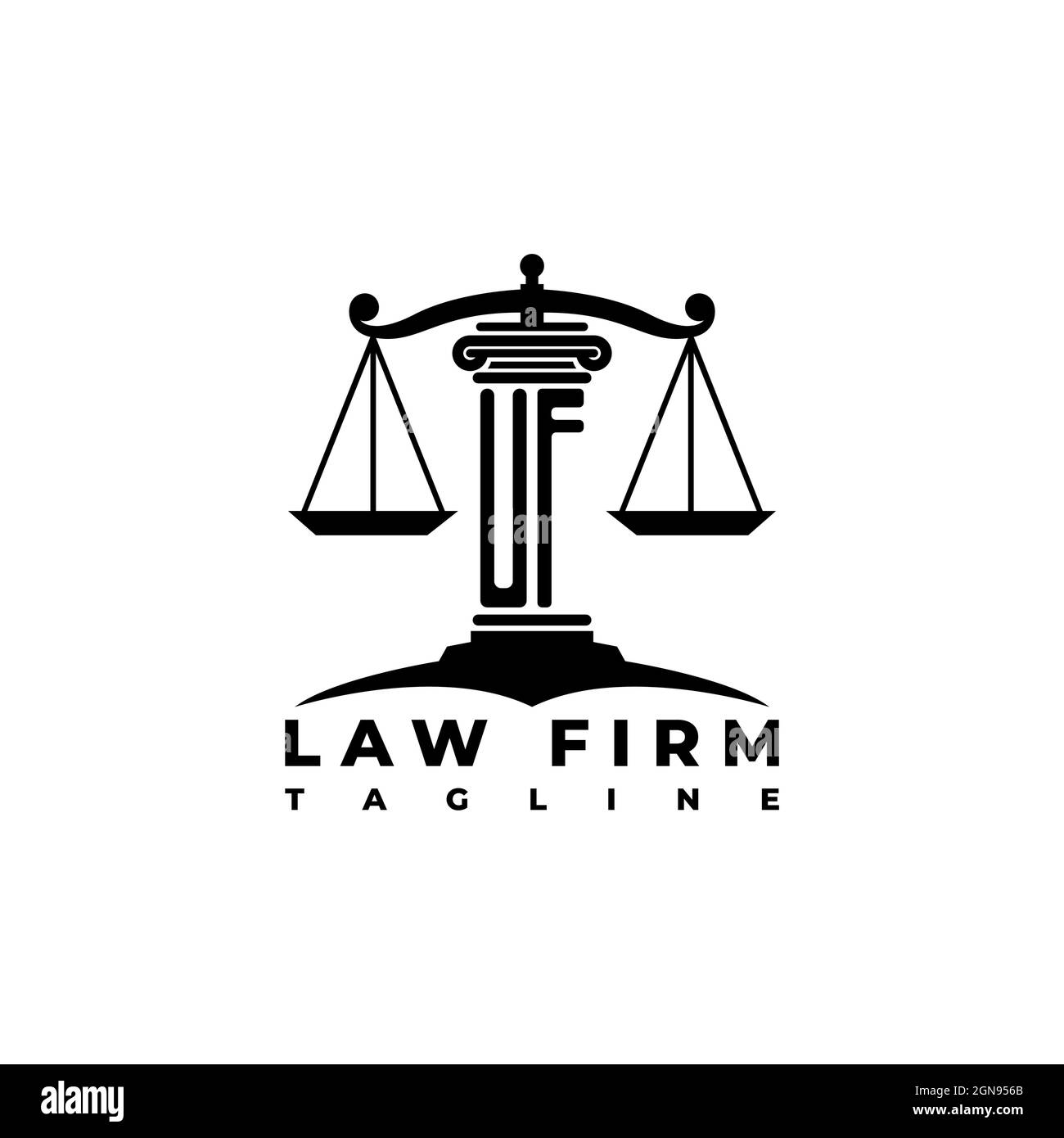 Logo du monogramme UF lettre piliers forme géométrique vecteur de style, Compagnie du cabinet d'avocats Illustration de Vecteur