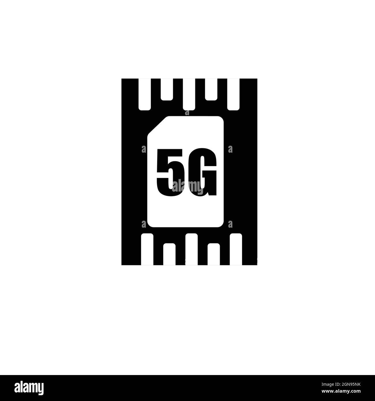Icône de carte SIM cellulaire de 5 générations isolée sur fond blanc, illustration du vecteur réseau 5G Illustration de Vecteur
