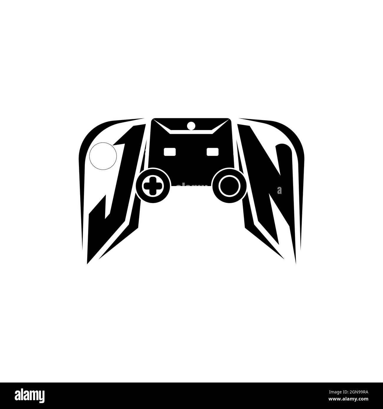 LOGO DE jeu JN initial eSport. Modèle vectoriel de style de forme de console de jeux Illustration de Vecteur