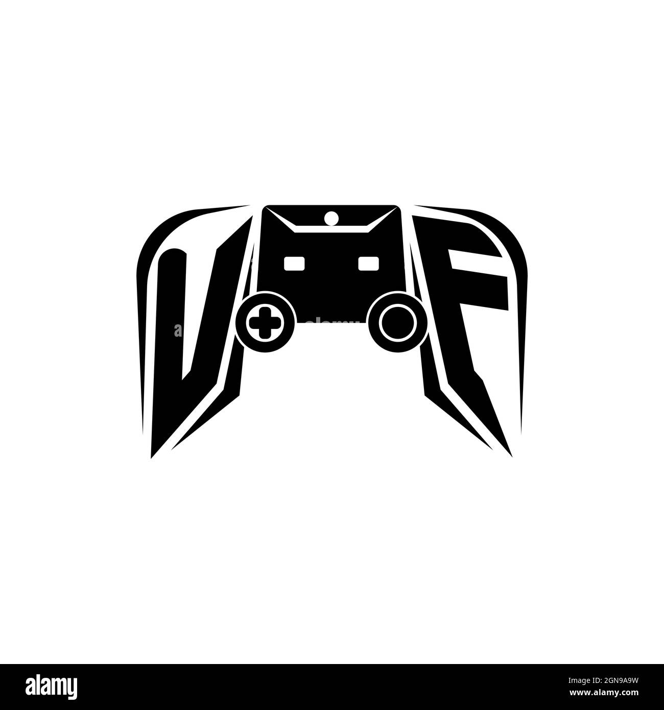 Logo de jeu initial de UF eSport. Modèle vectoriel de style de forme de console de jeux Illustration de Vecteur
