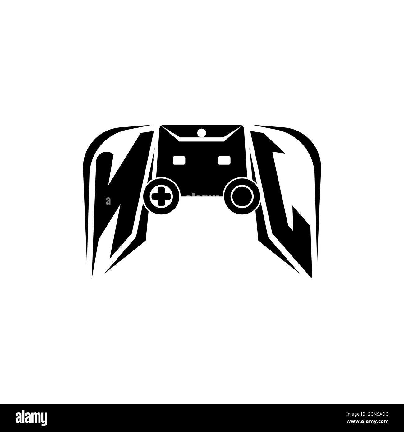 Logo NJ initial eSport gaming. Modèle vectoriel de style de forme de console de jeux Illustration de Vecteur
