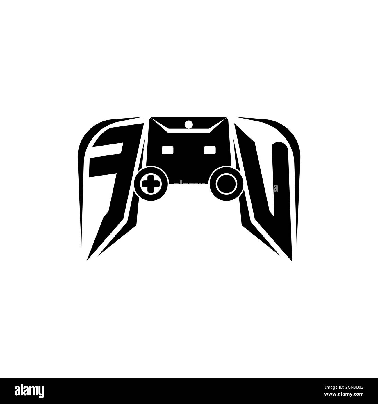 FU initial eSport logo de jeu. Modèle vectoriel de style de forme de console de jeux Illustration de Vecteur