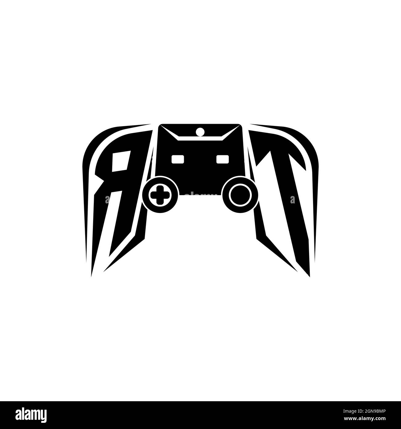 Logo de jeu RT initial eSport. Modèle vectoriel de style de forme de console de jeux Illustration de Vecteur
