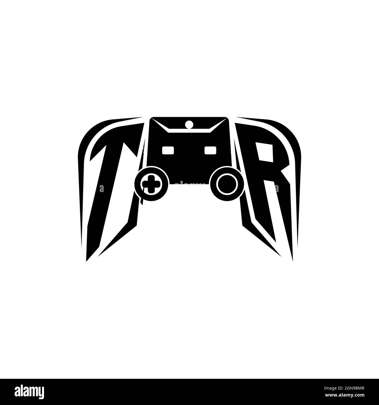 Logo de jeu TR initial eSport. Modèle vectoriel de style de forme de console de jeux Illustration de Vecteur