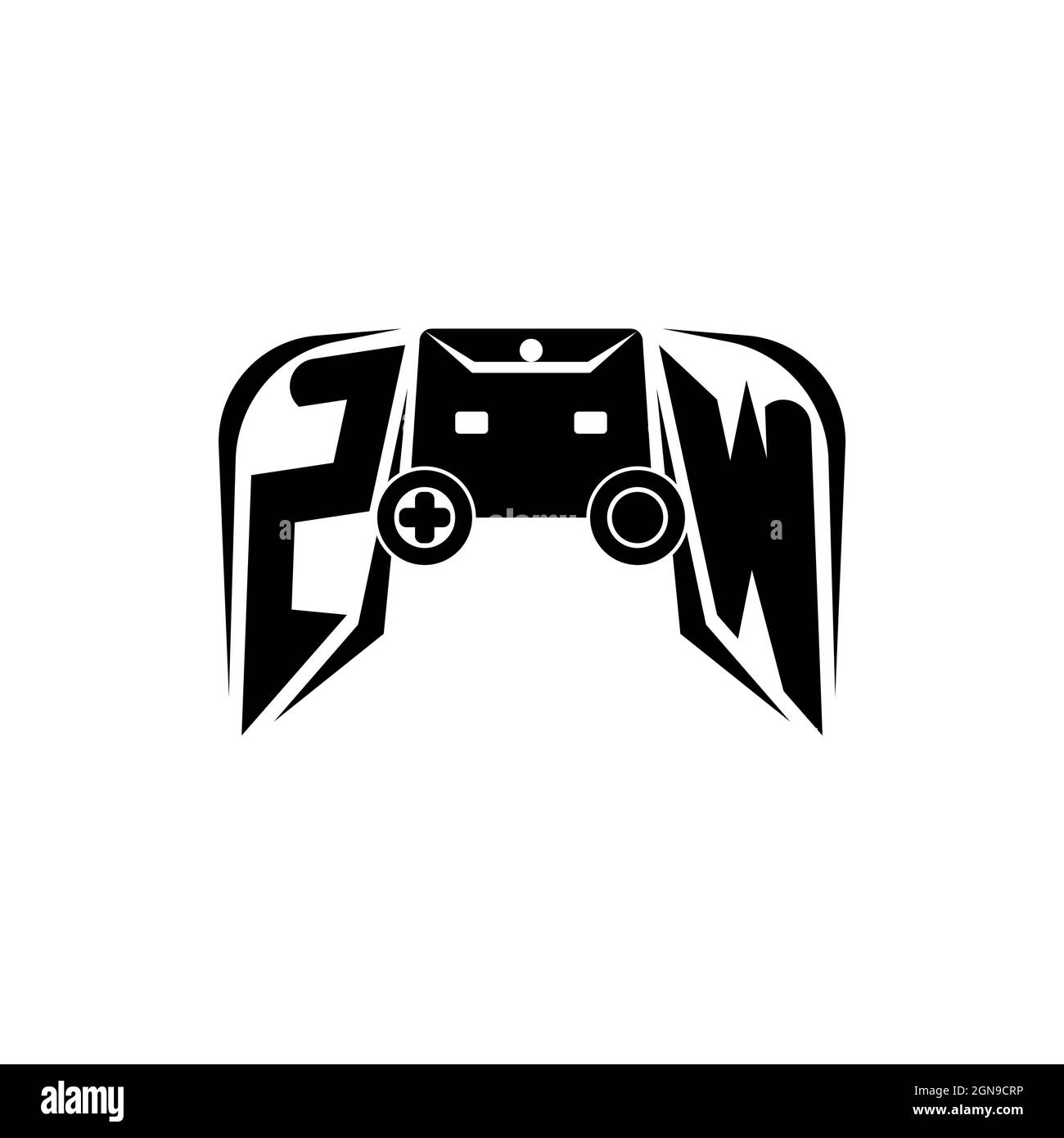 Logo ZW initial eSport gaming. Modèle vectoriel de style de forme de console de jeux Illustration de Vecteur