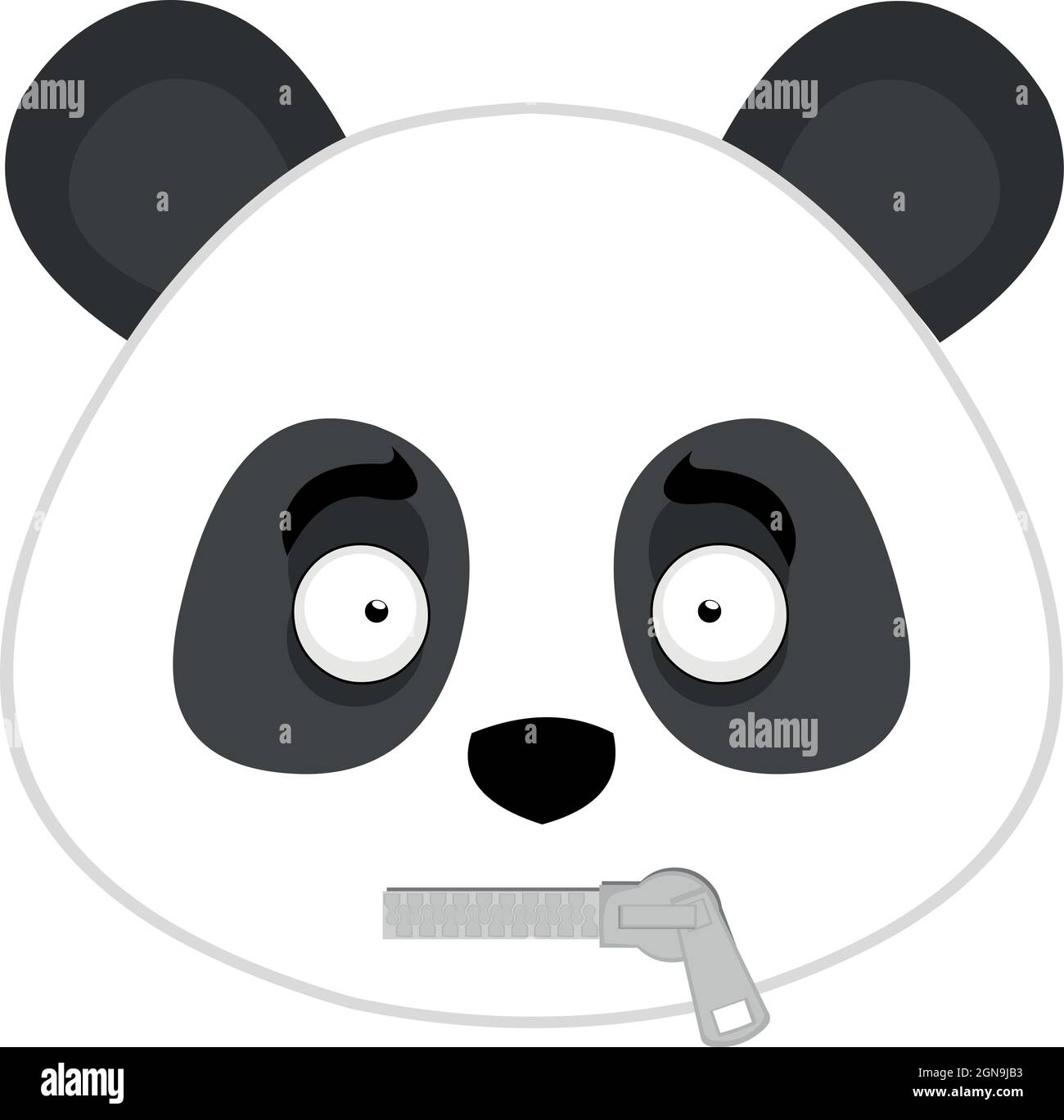 Illustration vectorielle de l'émoticône du visage d'un ours de panda de dessin animé avec une fermeture éclair dans sa bouche Illustration de Vecteur