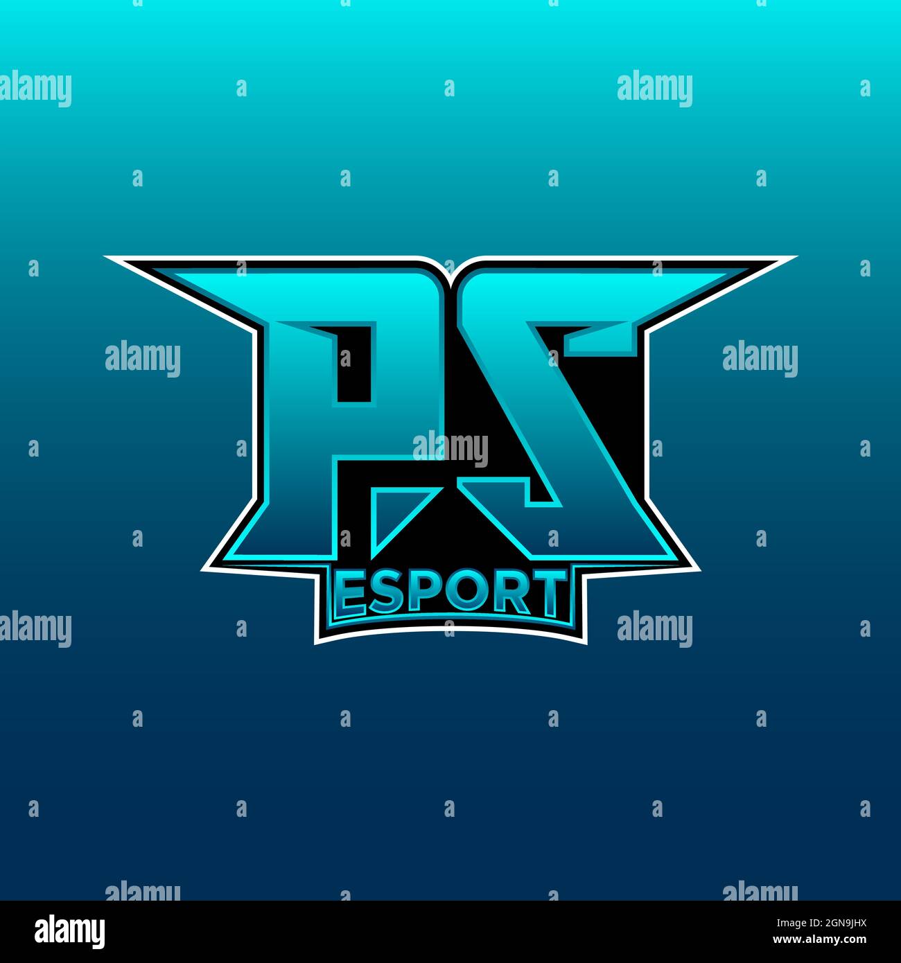 Logo PS eSport initiale de jeu avec modèle vectoriel de couleur bleu clair  Image Vectorielle Stock - Alamy