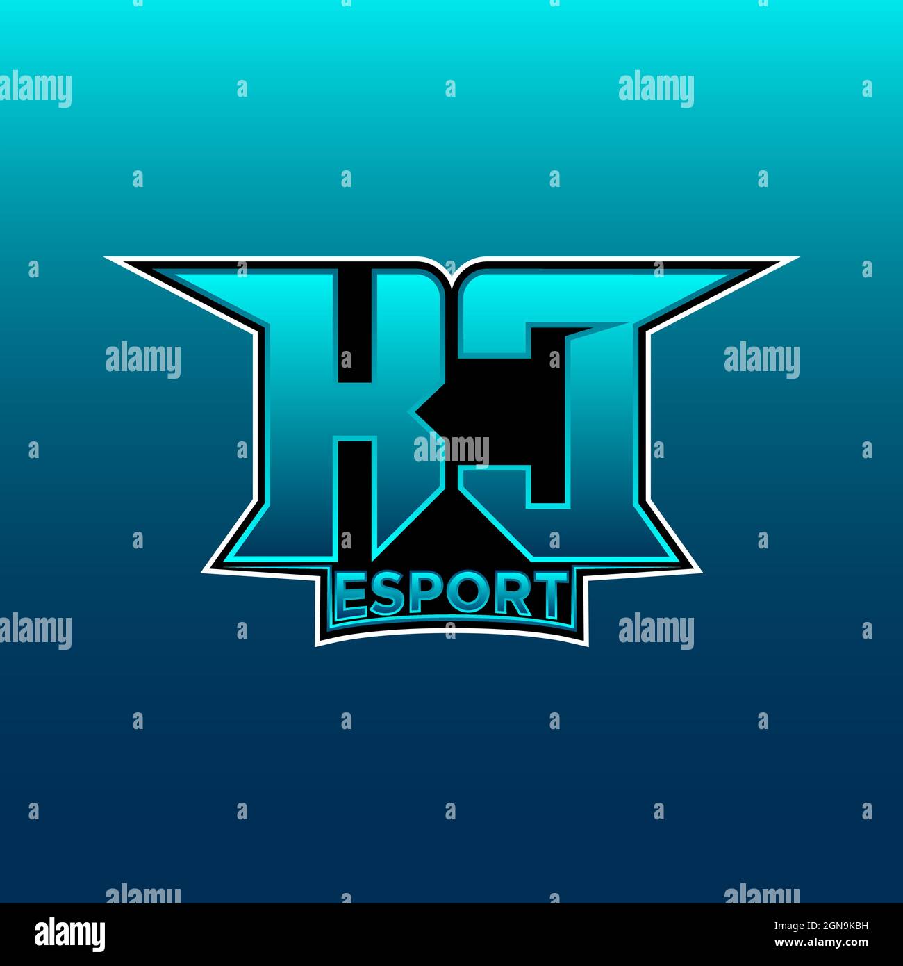 Logo KC eSport initiale de jeu avec modèle vectoriel bleu clair Illustration de Vecteur