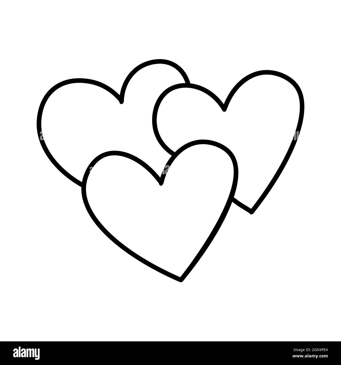 Trois cœurs. Illustration vectorielle de style doodle isolée sur fond blanc. Saint Valentin. Illustration de Vecteur