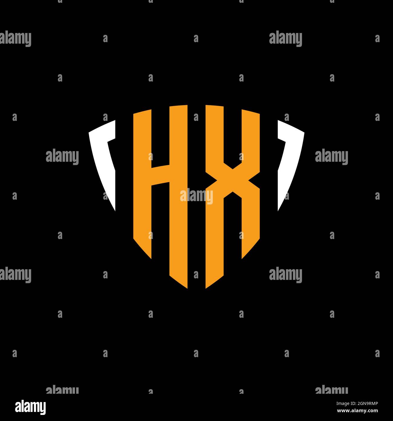 Logo HX avec écran blanc forme orange modèle de conception isolé sur fond noir Illustration de Vecteur