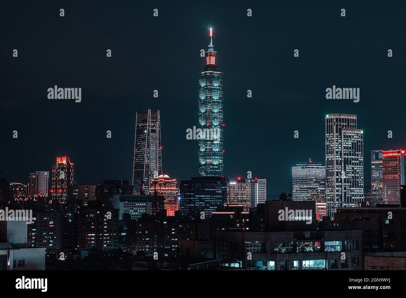 Paysage urbain de Xiangshan Trail pendant la nuit à Taipei, Taïwan Banque D'Images