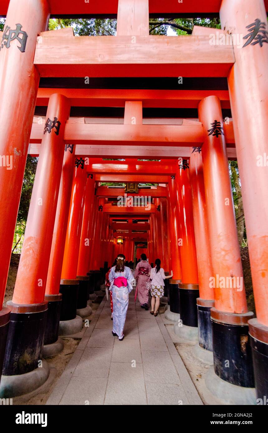 Temple Fushimi Inari et forêts de bambous environnantes Banque D'Images