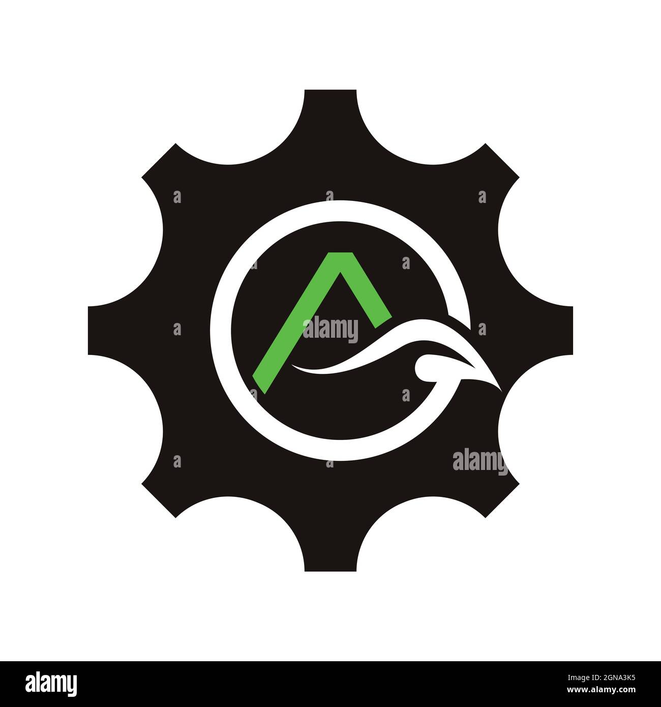 Logo Gear avec lettre un modèle de dessin d'icône vectorielle Banque D'Images