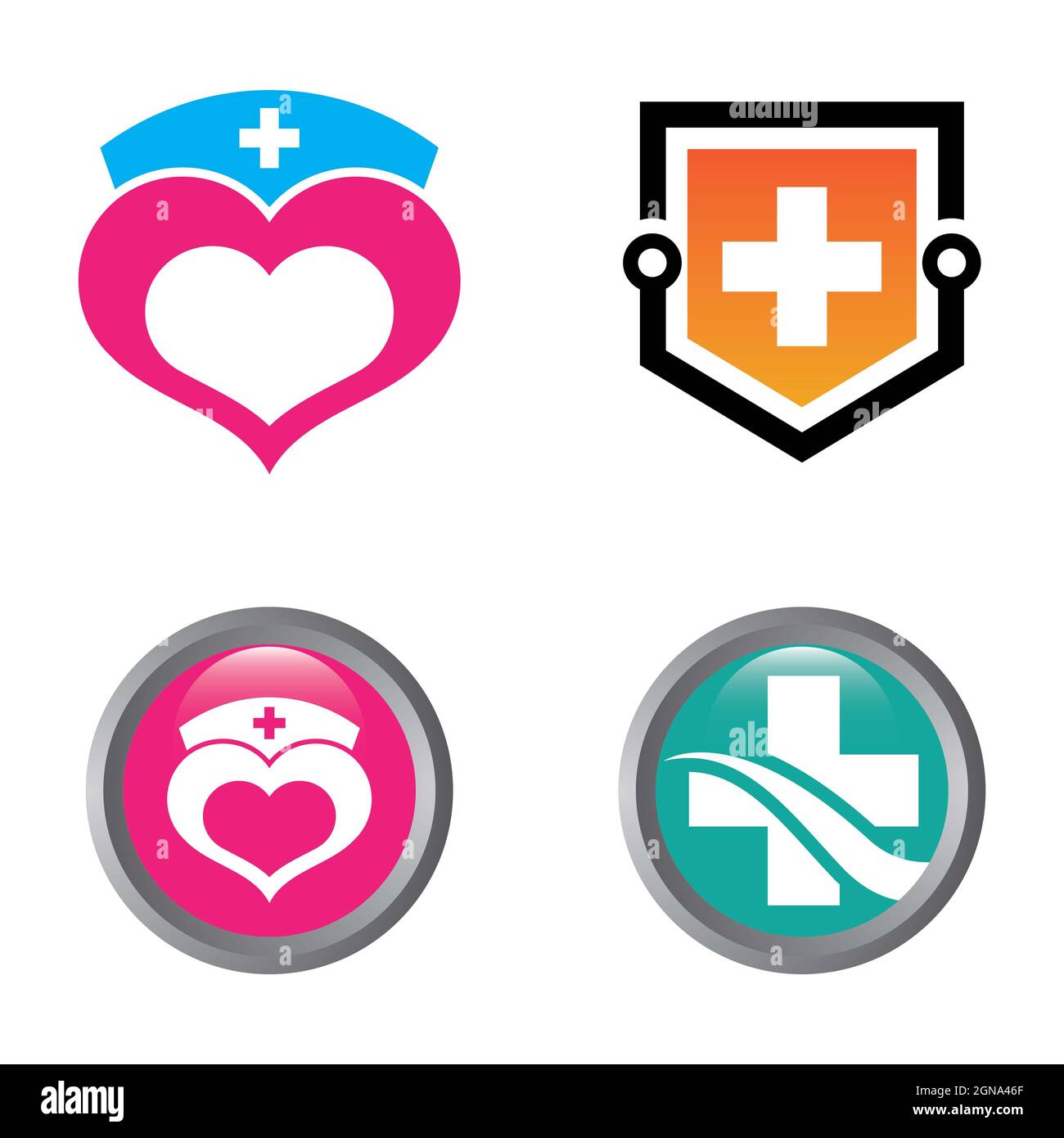 Modèle de croix de logo médical conception de l'ensemble d'icônes vectorielles Banque D'Images