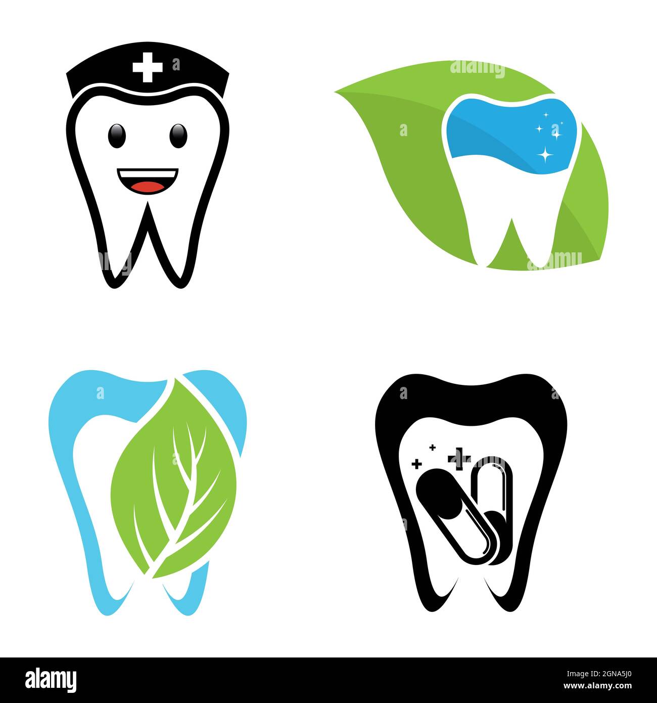 Modèle de logo dentaire vecteur icône ensemble conception Banque D'Images