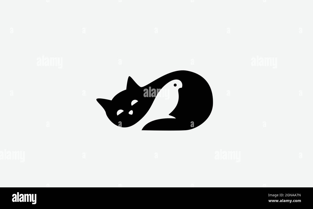 Logo vecteur oiseau chat Illustration de Vecteur