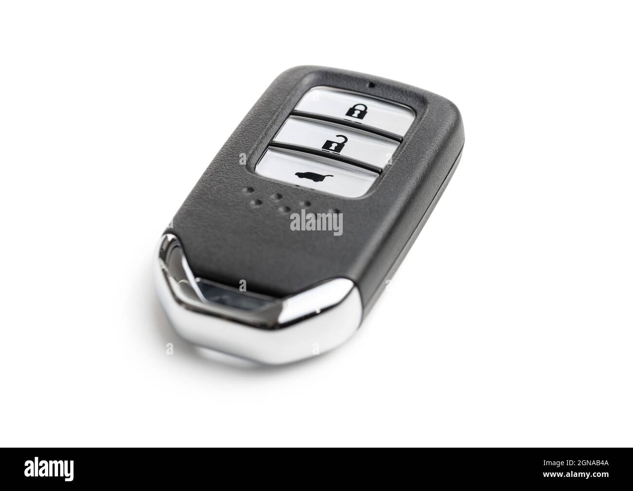 Clé de voiture sans fil. Carkey isolé sur fond blanc. Banque D'Images