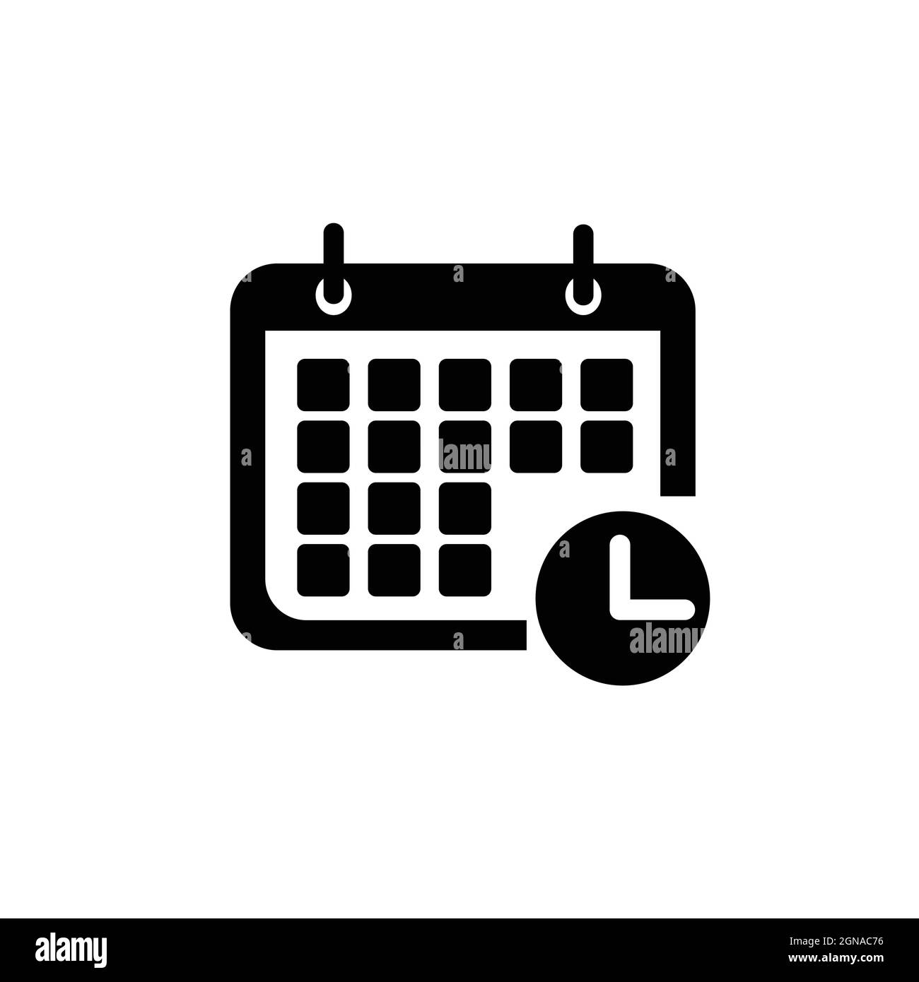 Icône de rappel de calendrier, illustration du calendrier avec symbole d'horloge Illustration de Vecteur