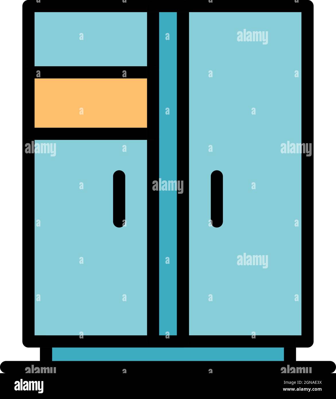 Icône du réfrigérateur à deux feuilles. Contour double feuille réfrigérateur vecteur icône couleur plat isolé Illustration de Vecteur