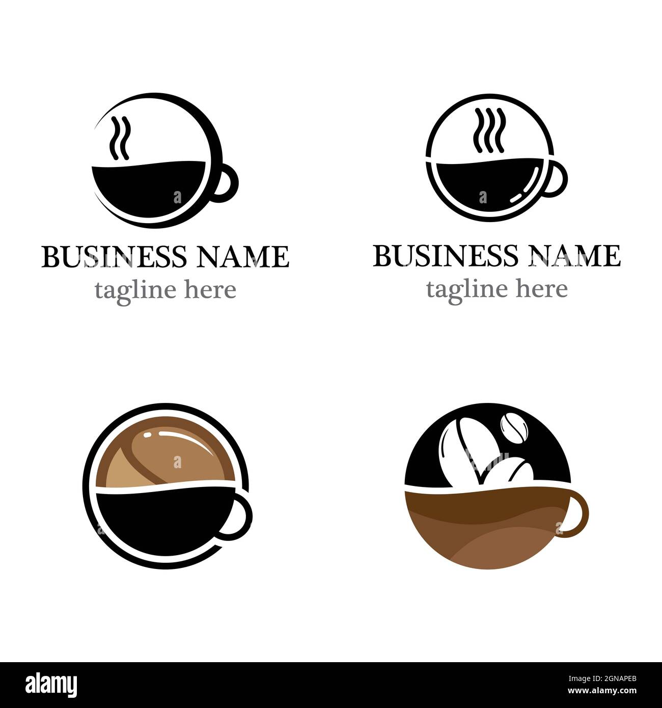 Modèle de logo de tasse à café motif vectoriel de jeu d'icônes Banque D'Images