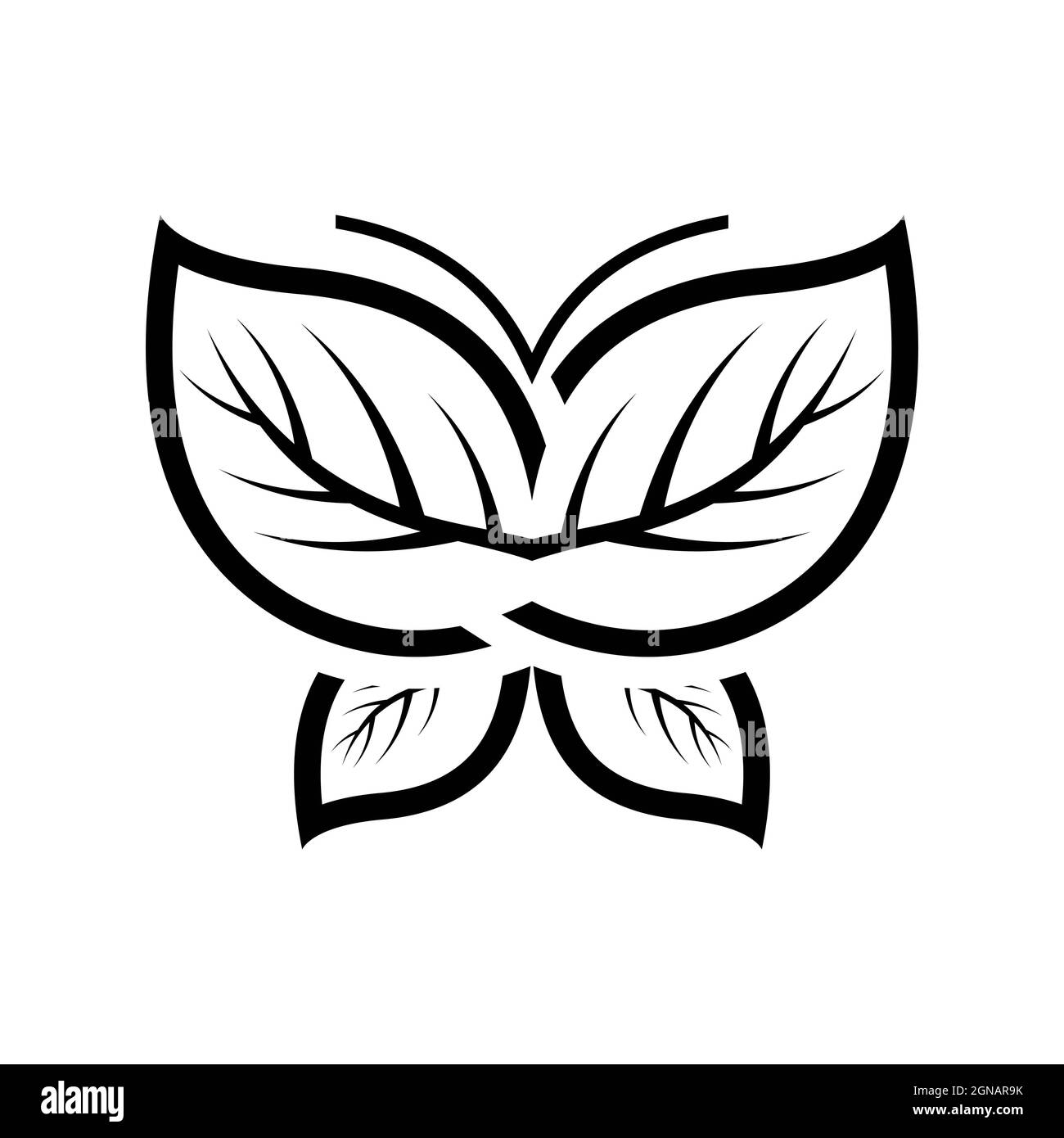 Modèle de logo papillon feuille motif vectoriel d'icône Banque D'Images