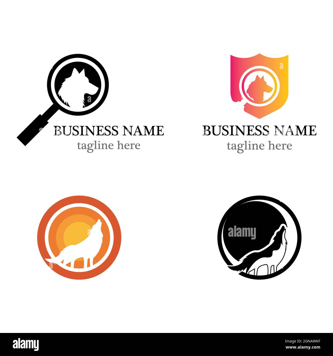 Modèle de logo WOLF vector Icon Set design Banque D'Images