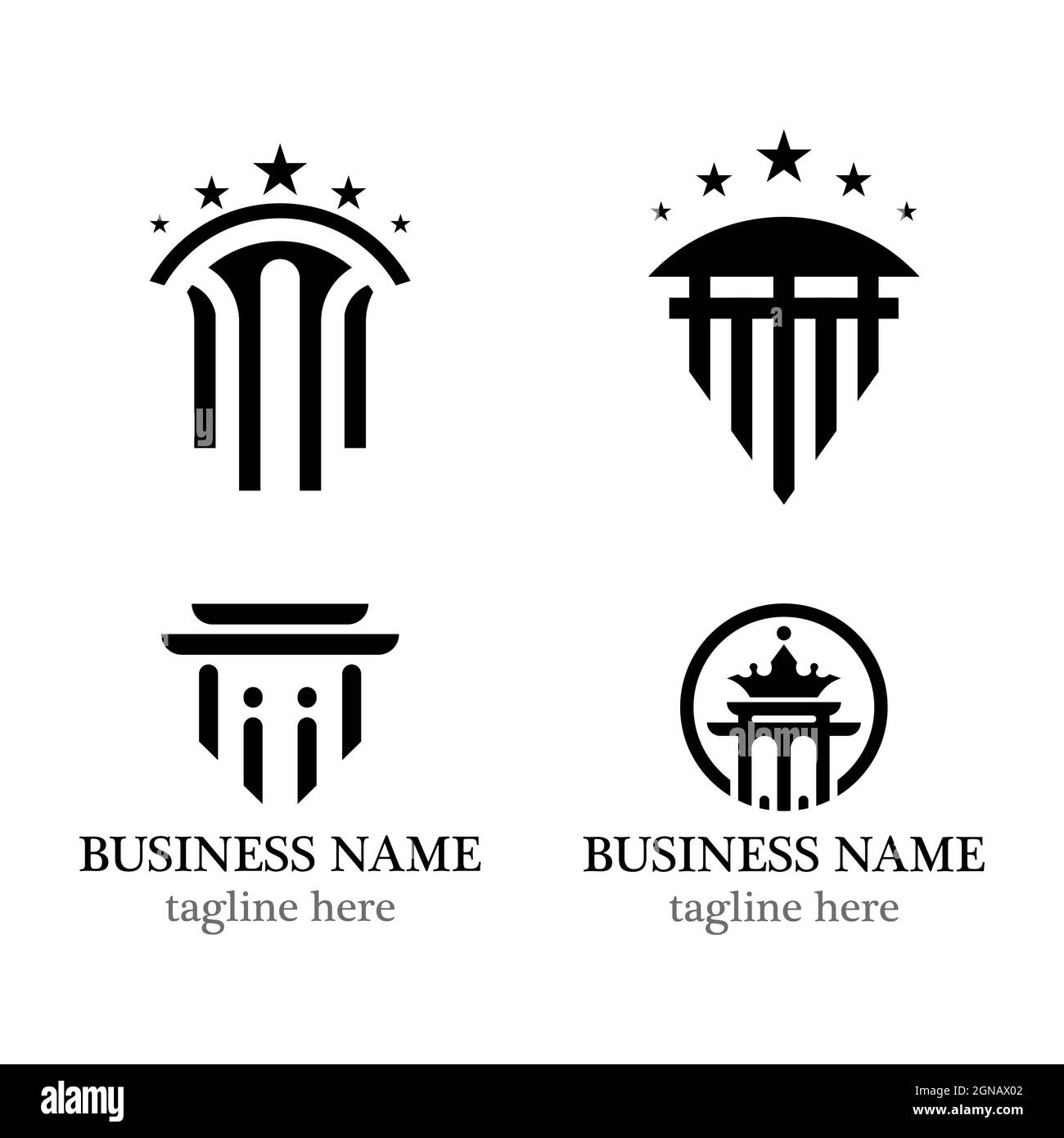 Modèle de logo de loi, motif de jeu d'icônes vectorielles Banque D'Images