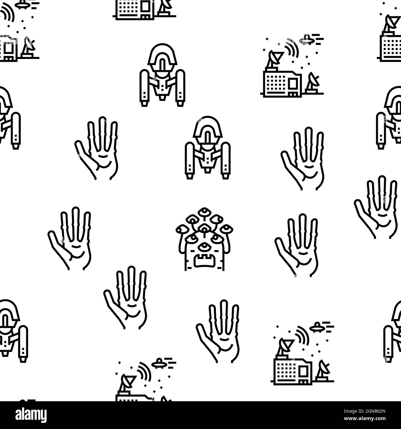 OVNI visiteur visite Vector Seamless Pattern Illustration de Vecteur