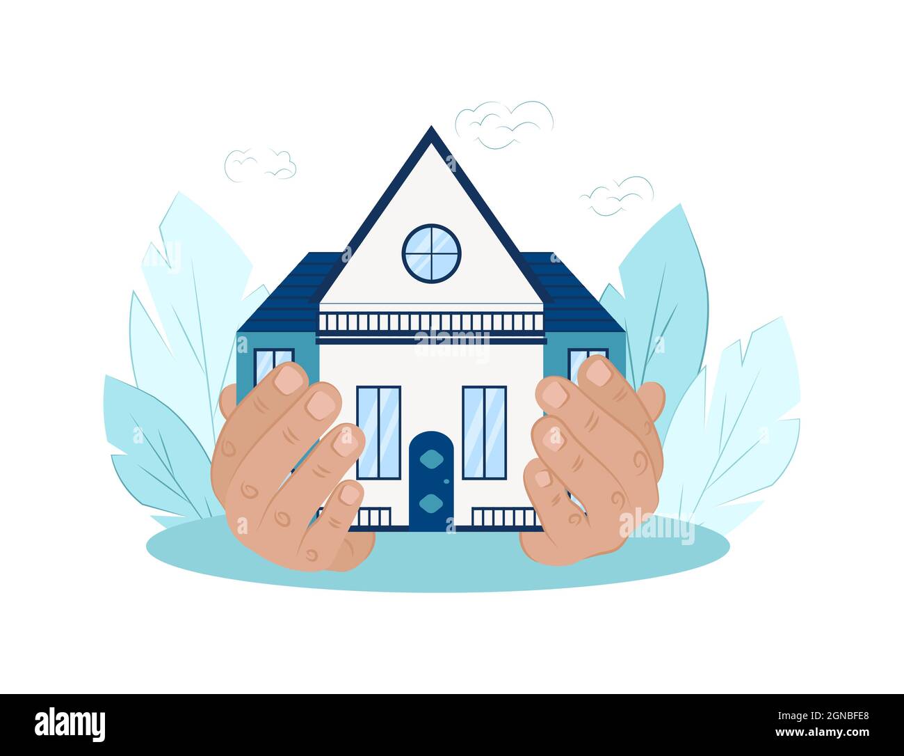 illustration vectorielle de la sécurité domestique, de l'immobilier. Concept de services de police d'assurance. Maison dessinée à mains plates Illustration de Vecteur